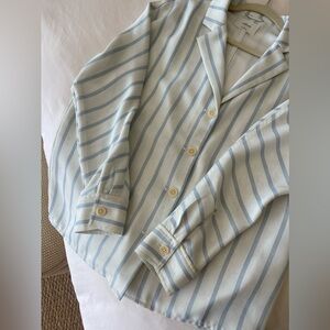Aritzia Blue & White Striped Business Casual Blouse